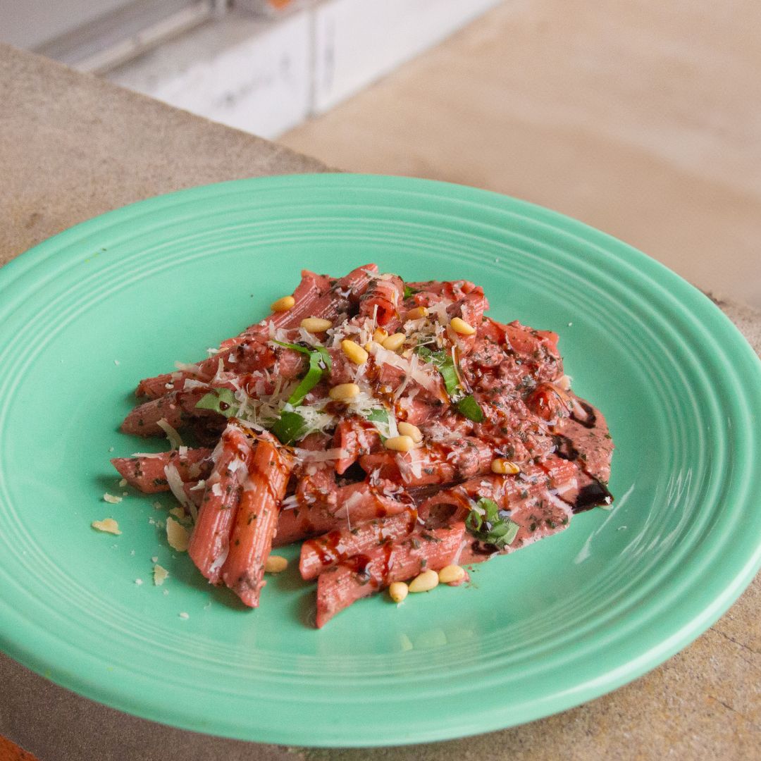 Healthy HeartBeets Pesto Pasta